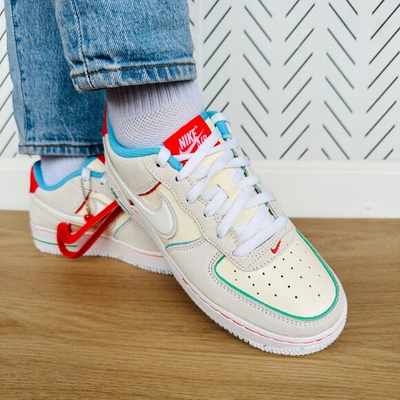 ❤️Nike AIR FORCE 1 Big Kids Retro Shoes 7Y LOW LV8 Holiday Cookies GS FQ8350-110 - Picture 3 of 13